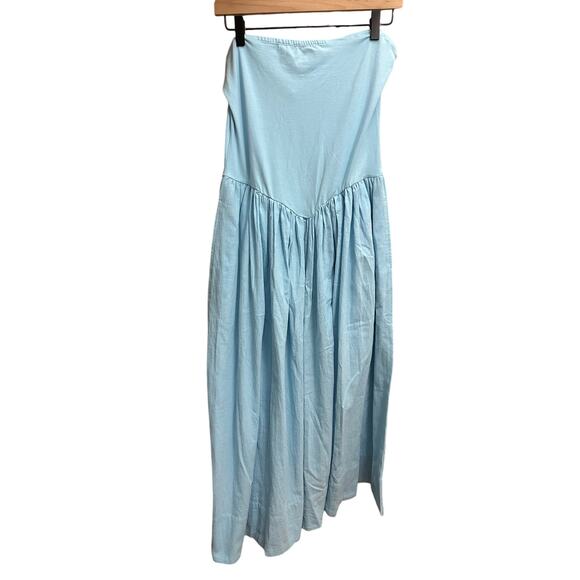 Free People Onda Drop Waist Tube Midi Dress Size Medium Light Blue - Picture 3 of 11